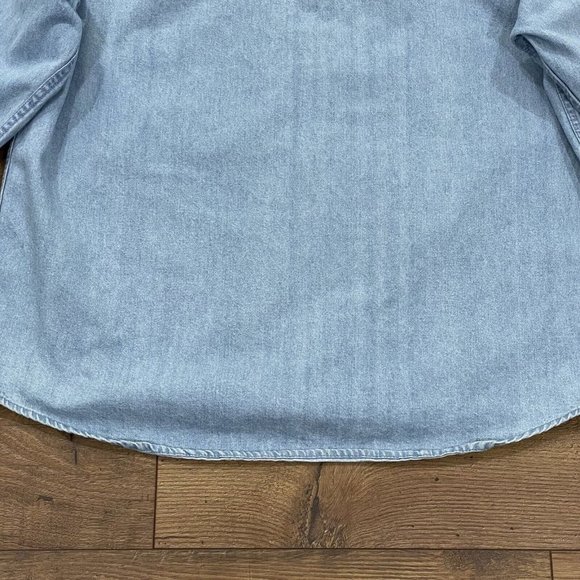 Vintage Sun Belt Denim‎ Shirt Womens Large Embroidered Rainbow Connection Button - Picture 10 of 14